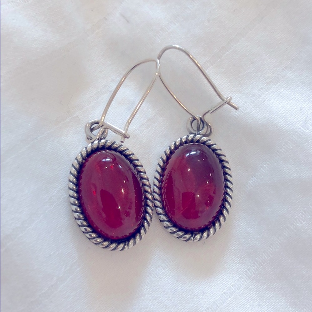 Sterling silver amber stone earrings